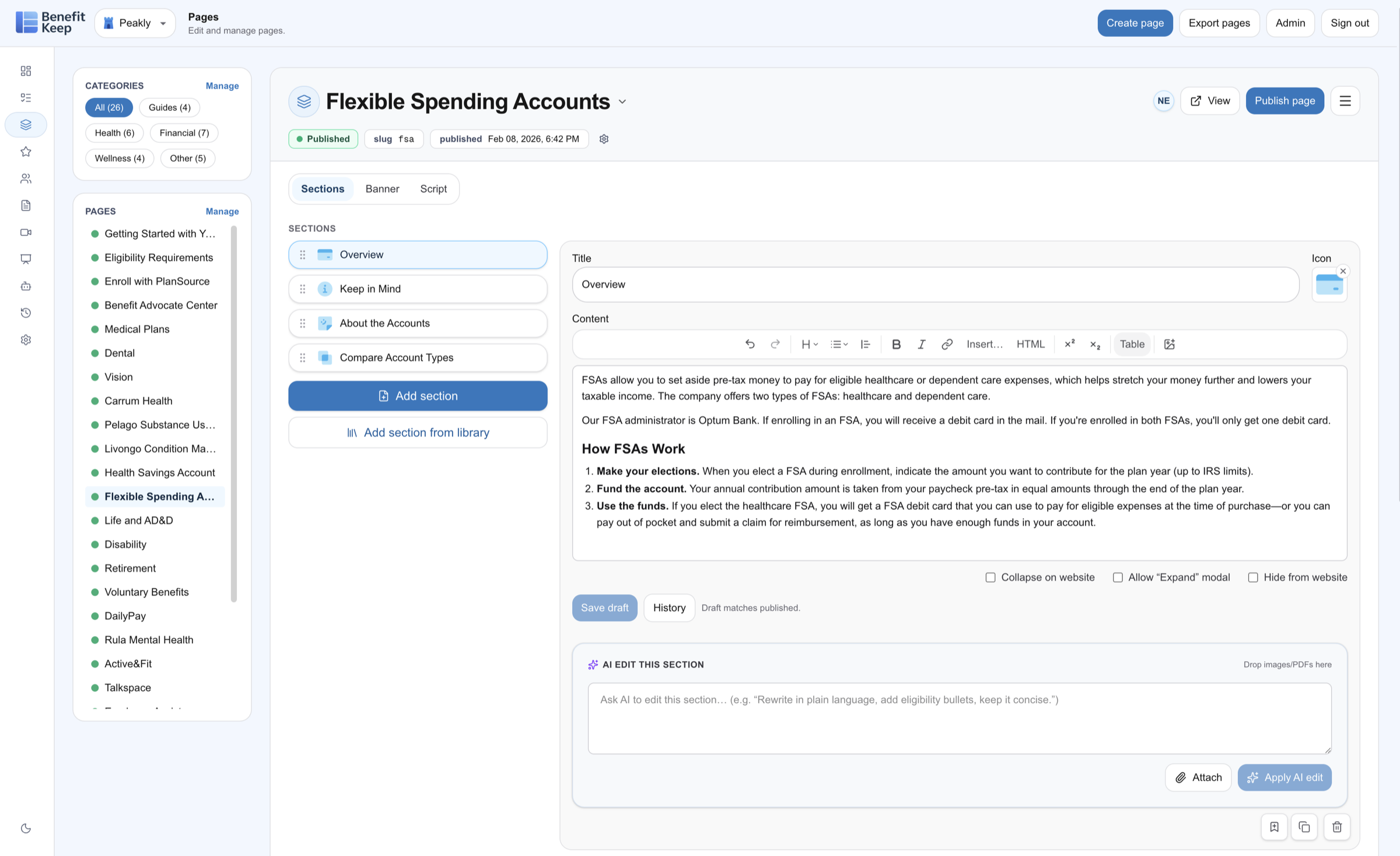 Benefit Keep editor screenshot